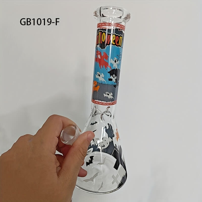 Tall 10" Hallowen Design Series Thickness 5mm High Borosilicate Beaker Glass Bong with 14 Female Joint