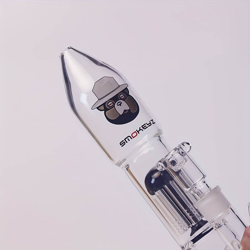Tall 16" Rocket Shaped Multi Perculator Inside High Borosilicate Thickness Gear Shaped Base Glass Bongs with 19 Female Joint
