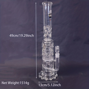 Tall 19.5" Multi-layer Filter Thickened Gear-shaped Base High Borosilicate Glass Bong with 19 Female Joint