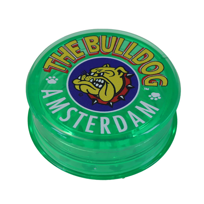 The Bull Dog Amsterdam 2.36 Inches 3 Layers Pyramid Shaped Teeth Top Storage Box Printed Puppy Tobacco Grinders