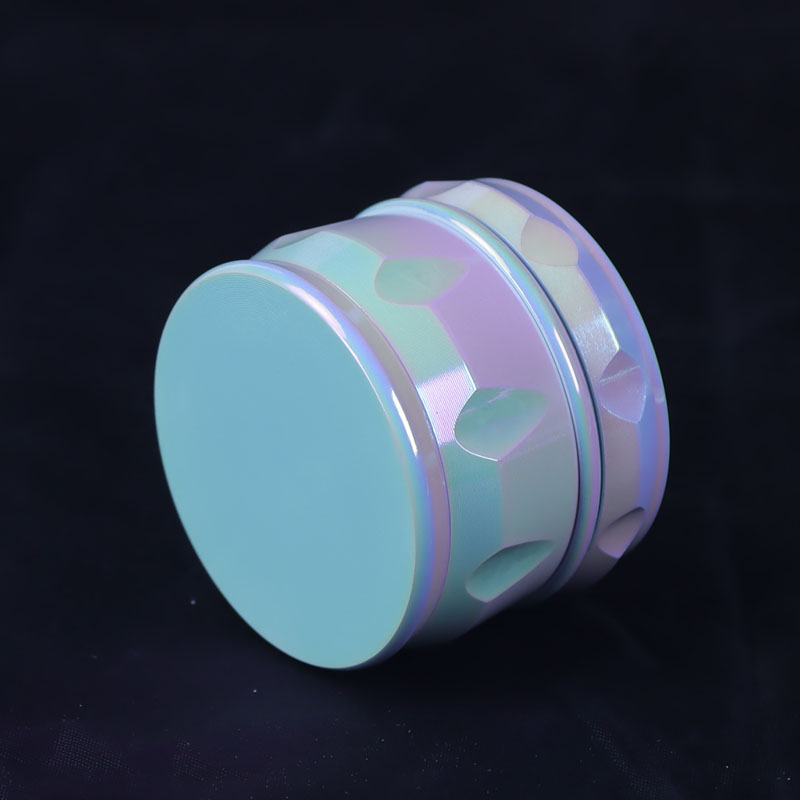Rainbow Color 4 Parts Media Size 2 Inches Solid Top Drum shaped Square Teeth Zinc CNC Manual Herb Shredder