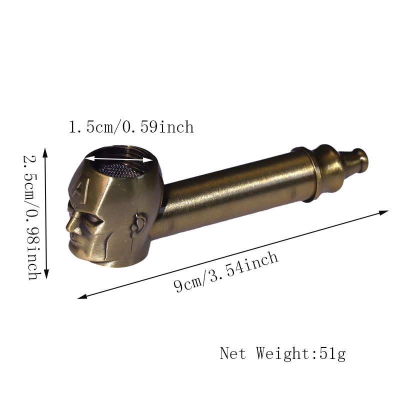 Length 3.5 Inches Bronze Antique Silver American Captain Shaped Tobacco Pipes With Stainless Steel Screen And Poker