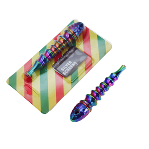 Blister Pack 3.84 Inch Rainbow Color Detachable And Easy-to-clean Bamboo Root Shaped Zinc Alloy Smoking Pipes With Pipe Screen Booklet