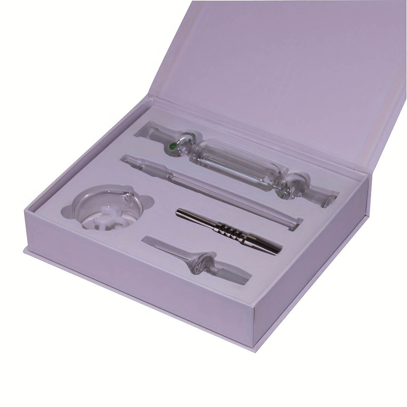White Box 6 Pieces 14# Glass Honeydew Wax Nectar Collector Kit