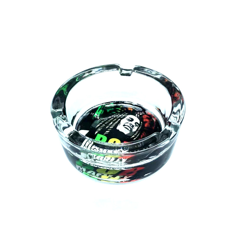 85MM Diameter Round Shape BOB Marley Glass Ashtray