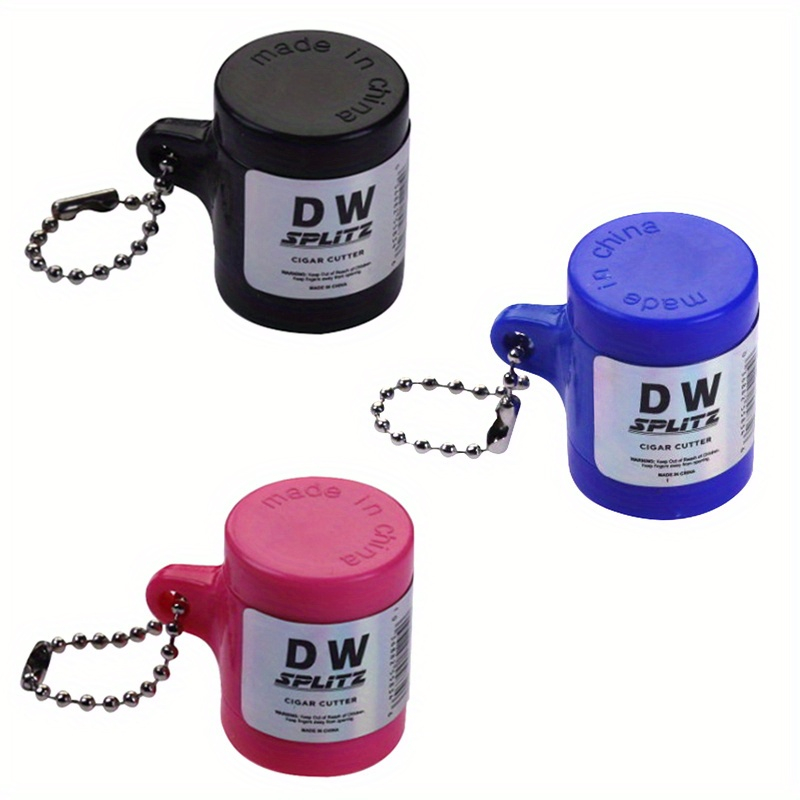 3 Pack Mix Color Single Sided Knife With Lid Keychain Portable Plastic Cigar Cutters For 0.71" Diameter Cigar