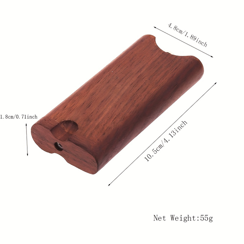 4 Inches Universal Twist Top 3" Cigarette Shaped Walnut Wooden Smoking Tobacco Dugout With Stainless Steel Poker