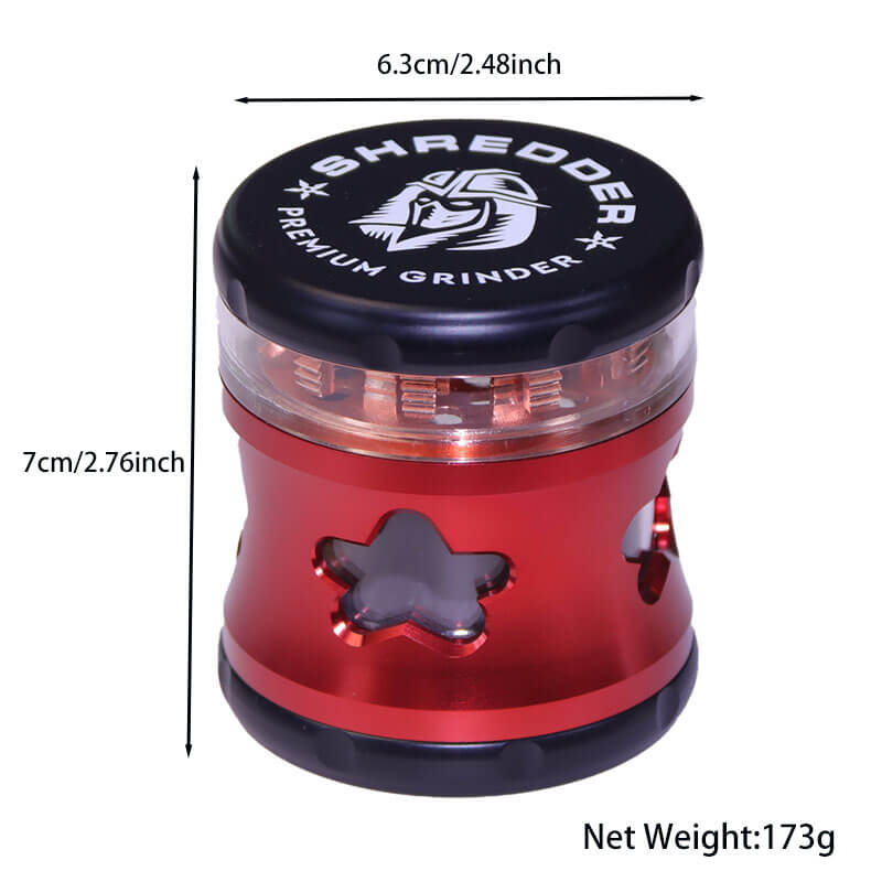 Herb Shredder 2.5 Inch Side Window 5 Pinted Stars Window 4 Layer Bamboo Shaped Teeth Herb Grinders With Gift Box