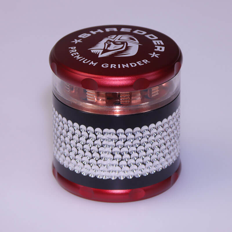 Herb Shredder 2.5 Inch Strong Magnetic Cover Cylindrical Metal Carved Aluminum Shell Visible Bamboo Strong Teeth Zinc Pepper Grinder With Gift Box