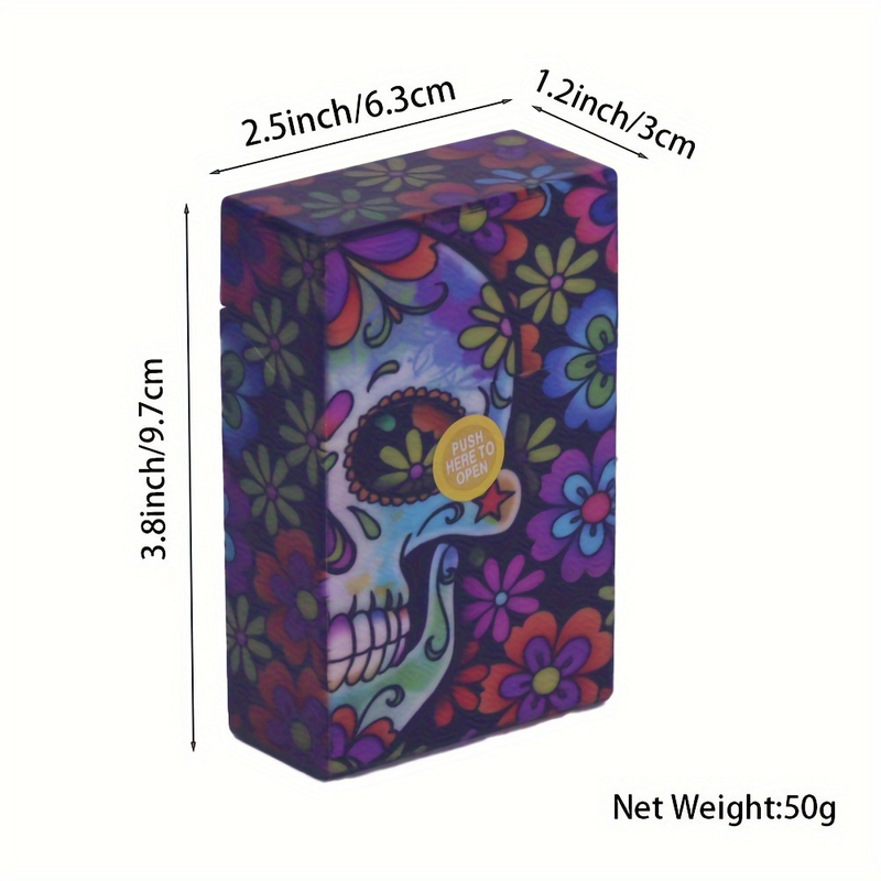 Press Type Spring Flip Top 20 Cigarette Pack 6 Side Novel Skull Design Plastic Cigarette Box