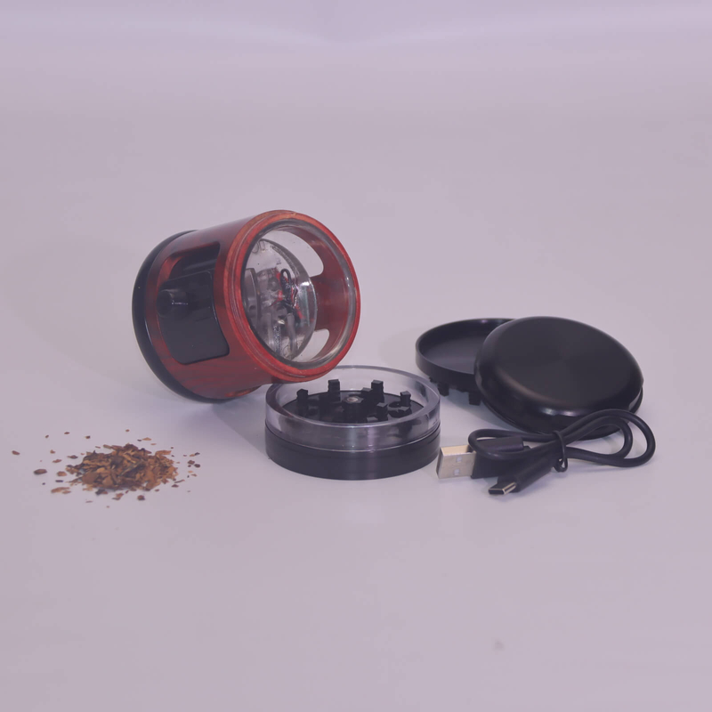 4 Parts Imitation Wood Bamboo Root Shape Metal Teeth Window Manual Switch Tobacco Pouring Cabin Vibrating Herb Grinder with Light