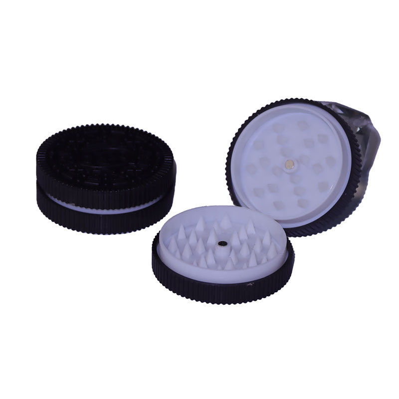 2.3 Inches 2 Parts Magnetic Tines Teeth Oreo Biscuit Shaped Plastic Herb Grinders