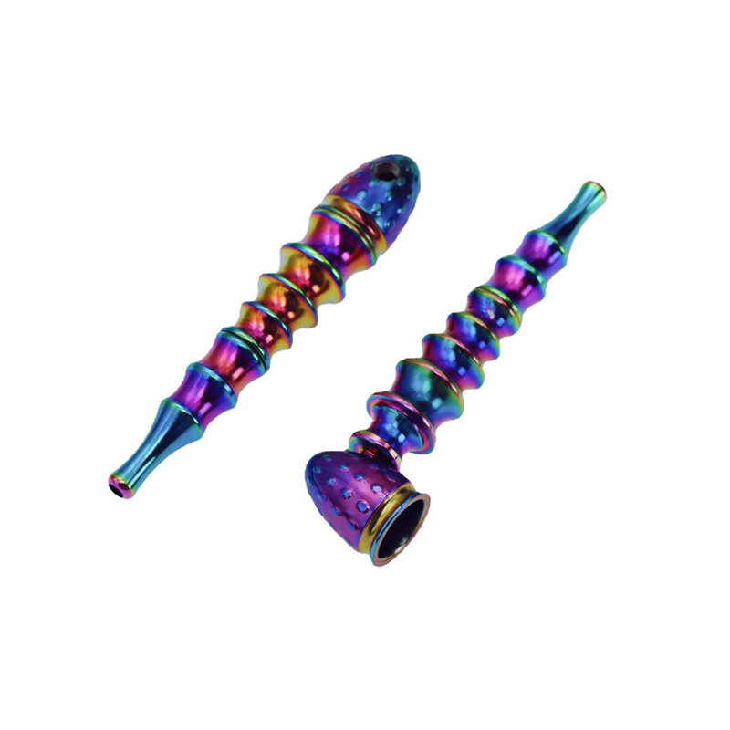 Blister Pack 3.84 Inch Rainbow Color Detachable And Easy-to-clean Bamboo Root Shaped Zinc Alloy Smoking Pipes With Pipe Screen Booklet