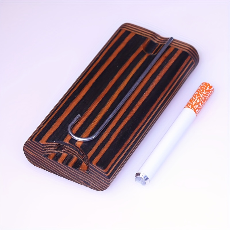 4 Inches Universal Twist Top 3" Cigarette Shaped Technical Wooden Smoking Dugout With Metal Poker