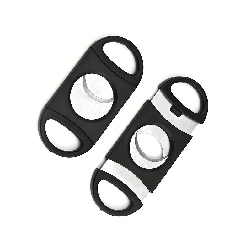 2 Pack 2.2CM 0.886 Inches Solid Black Color Double Side Blade Stainless Steel Cigar Cutters