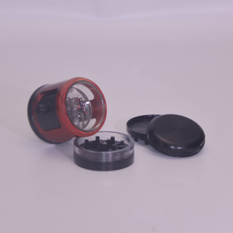 4 Parts Imitation Wood Bamboo Root Shape Metal Teeth Window Manual Switch Tobacco Pouring Cabin Vibrating Herb Grinder with Light