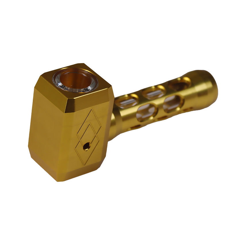 4.13 Inch Multi Color Optional Removable and Easy-to-clean Explosion Proof Glass Core Thor Hammer Shaped Aluminum CNC Tobacco Pipes With Pipe Screens And Pipe Cleaners