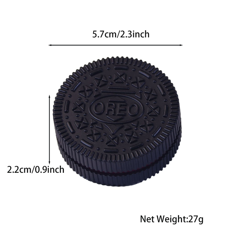 2.3 Inches 2 Parts Magnetic Tines Teeth Oreo Biscuit Shaped Plastic Herb Grinders