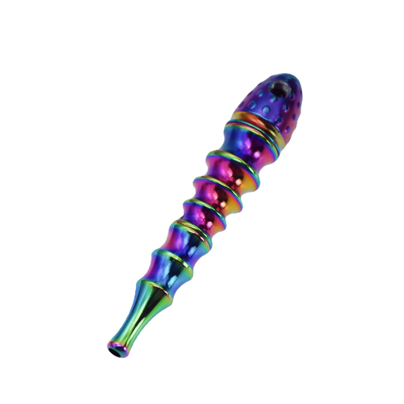 Blister Pack 3.84 Inch Rainbow Color Detachable And Easy-to-clean Bamboo Root Shaped Zinc Alloy Smoking Pipes With Pipe Screen Booklet