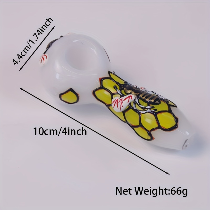 4 Inches Painted Honey Bee white Jade Borosilicate Glass Smoking Pipes With Outdoor Shock Proof And Drop Proof Portable Plastic Box Length 
