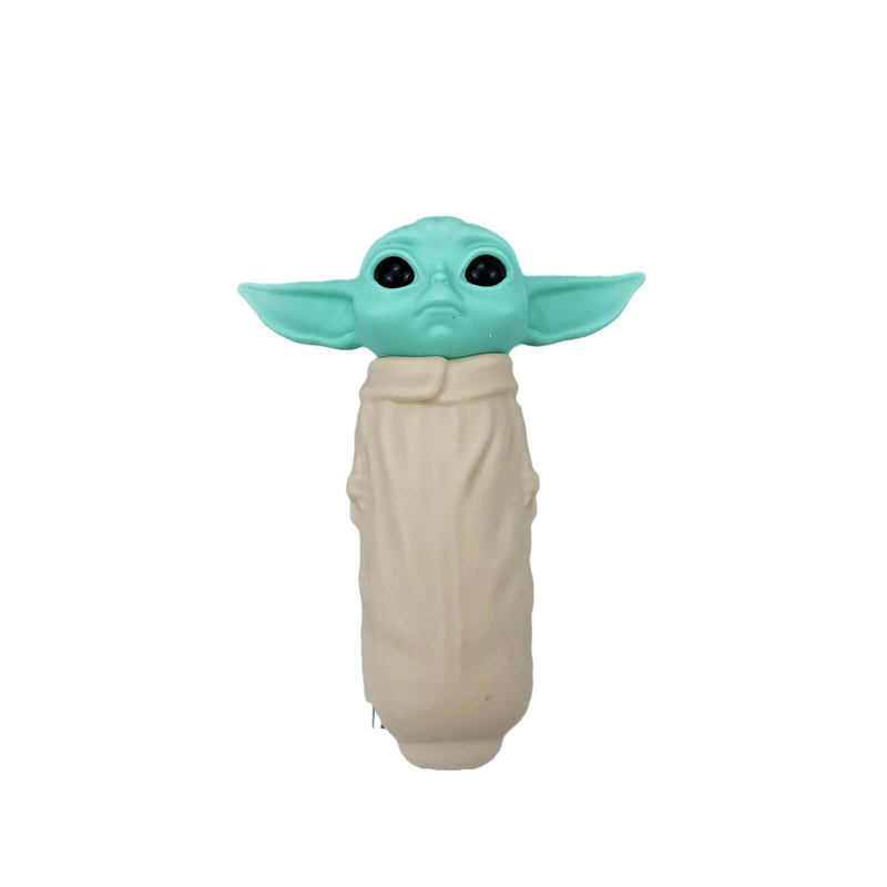 5 Inches Star Wars Yoda Shaped Glass Bowl Silicone Tobacco Smoking Pipes With Metal Spoon