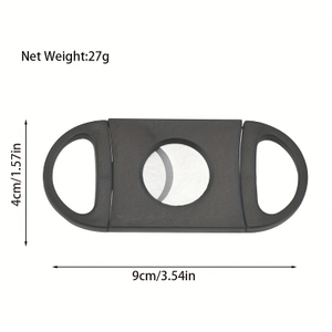 2 Pack 2.2CM 0.886 Inches Solid Black Color Double Side Blade Stainless Steel Cigar Cutters