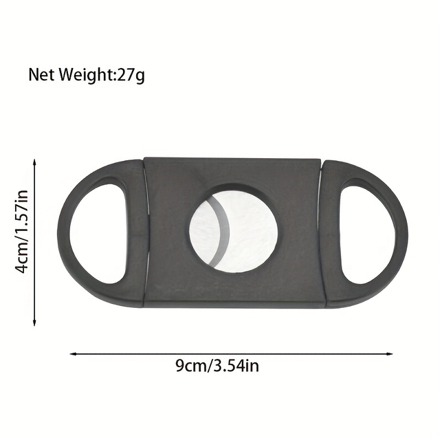 2 Pack 2.2CM 0.886 Inches Solid Black Color Double Side Blade Stainless Steel Cigar Cutters