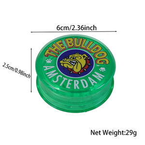 The Bull Dog Amsterdam 2.36 Inches 3 Layers Pyramid Shaped Teeth Top Storage Box Printed Puppy Tobacco Grinders