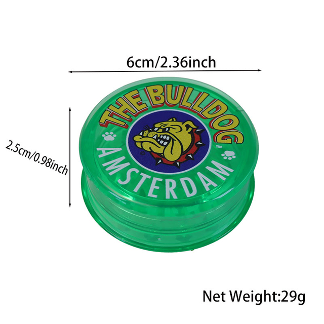The Bull Dog Amsterdam 2.36 Inches 3 Layers Pyramid Shaped Teeth Top Storage Box Printed Puppy Tobacco Grinders