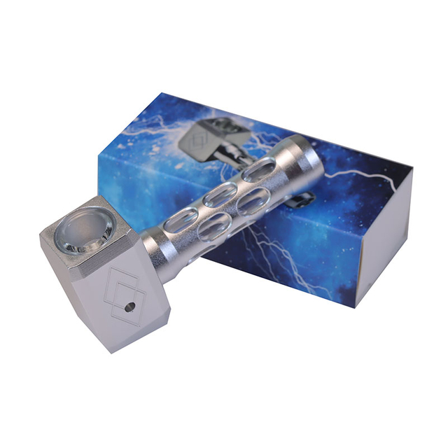 4.13 Inch Multi Color Optional Removable and Easy-to-clean Explosion Proof Glass Core Thor Hammer Shaped Aluminum CNC Tobacco Pipes With Pipe Screens And Pipe Cleaners