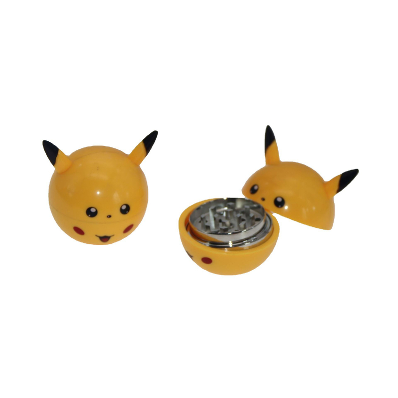 Tall 2.4" Cartoon Pokemon Pikachu Shaped 3 Parts Zinc Teeth Herb Grinder