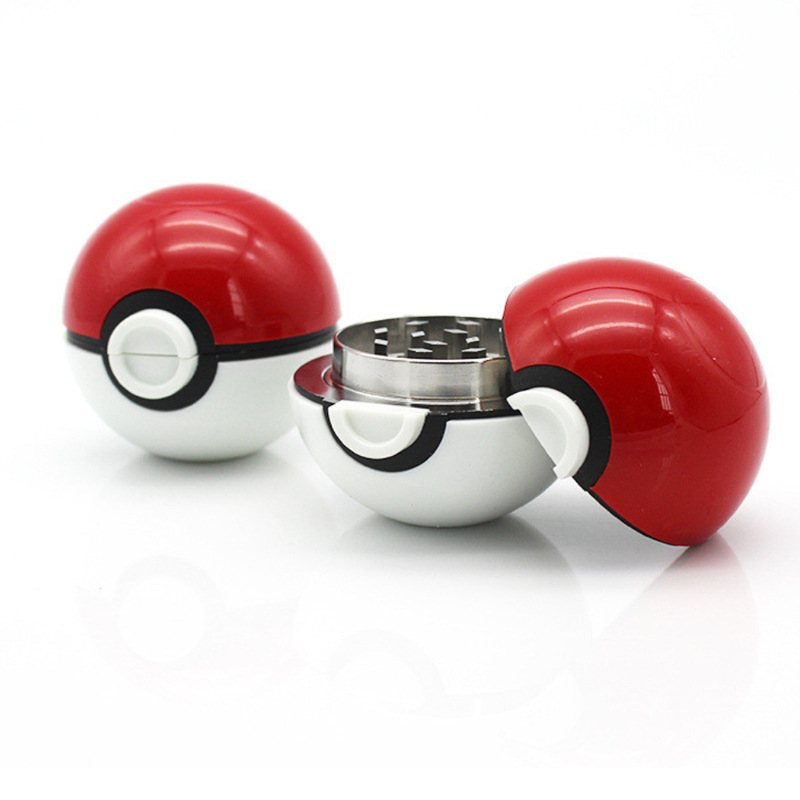 Funny 3 Parts 2 Inches Diameter Red Cartoon Pokemon Poke Ball Zinc Herb Grinders