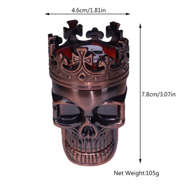 Movable Lower Jaw Tall 3.07 Inches 3 layers Crown King Skull Plastic Shell Metal Pyramid Teeth Weed Grinders