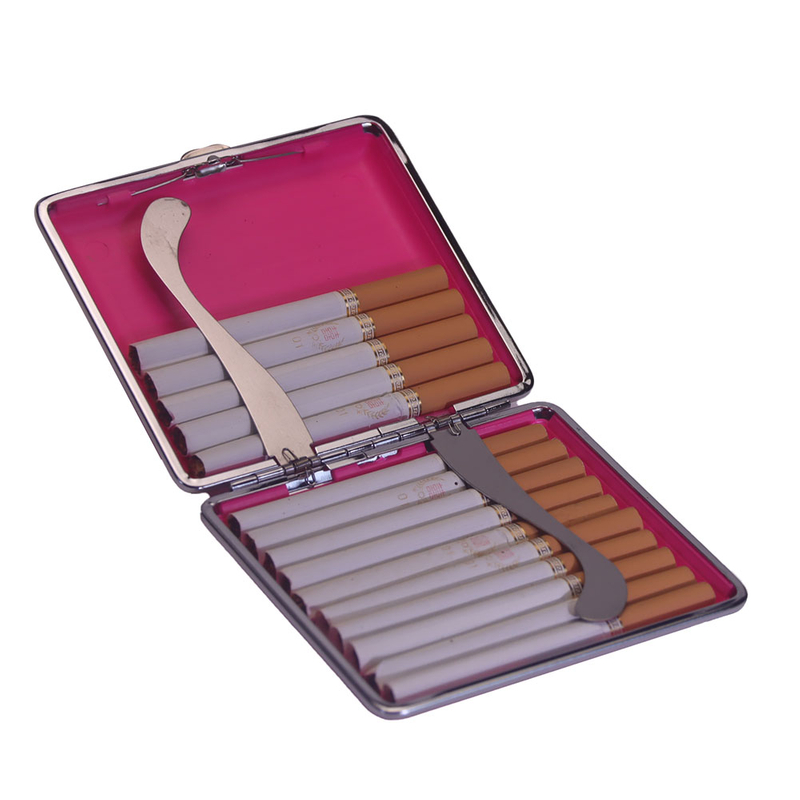 Push Open Lid Double Sided Metal Clip Metal Frame Corrugated Plastic Sheets 20 Cigarette Case