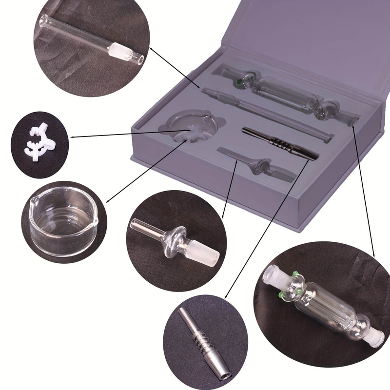 White Box 6 Pieces 14# Glass Honeydew Wax Nectar Collector Kit