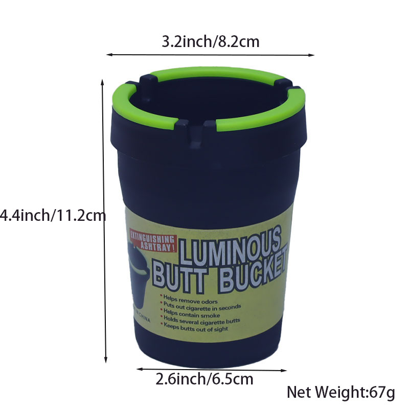 Tall 4.4 Inches Fire-resistant Glow In The Dark Extinguishing Ashtray Luminous Butt Buckets