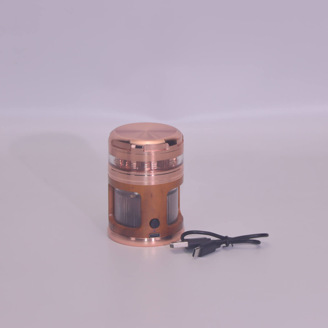 4 Parts Imitation Wood Bamboo Root Shape Metal Teeth Window Manual Switch Tobacco Pouring Cabin Vibrating Herb Grinder with Light