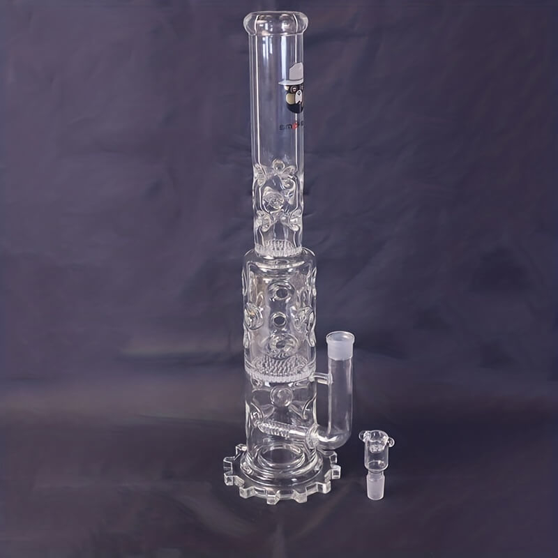 Tall 19.5" Multi-layer Filter Thickened Gear-shaped Base High Borosilicate Glass Bong with 19 Female Joint