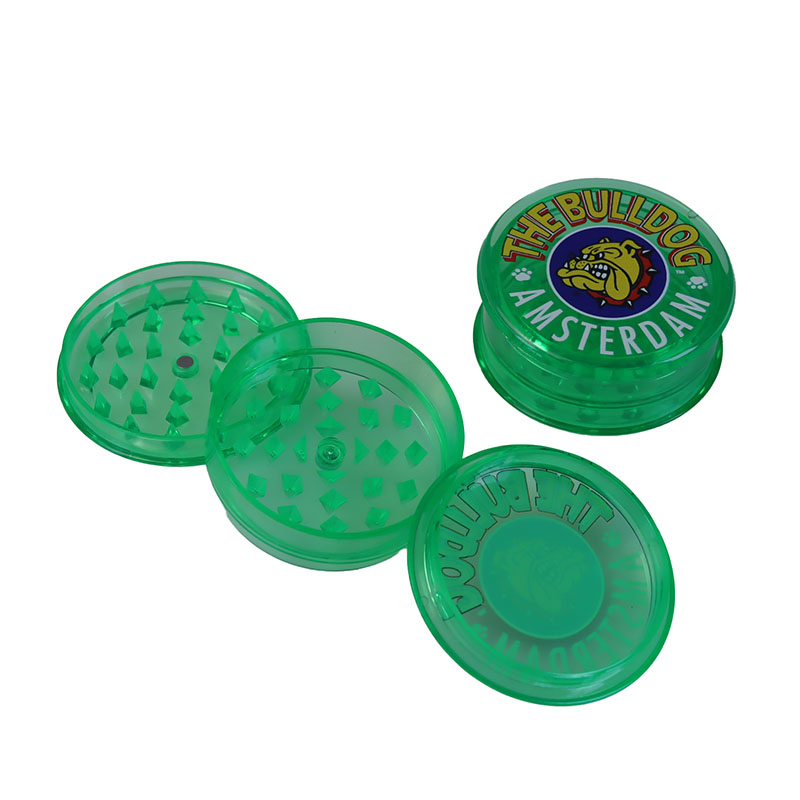 The Bull Dog Amsterdam 2.36 Inches 3 Layers Pyramid Shaped Teeth Top Storage Box Printed Puppy Tobacco Grinders