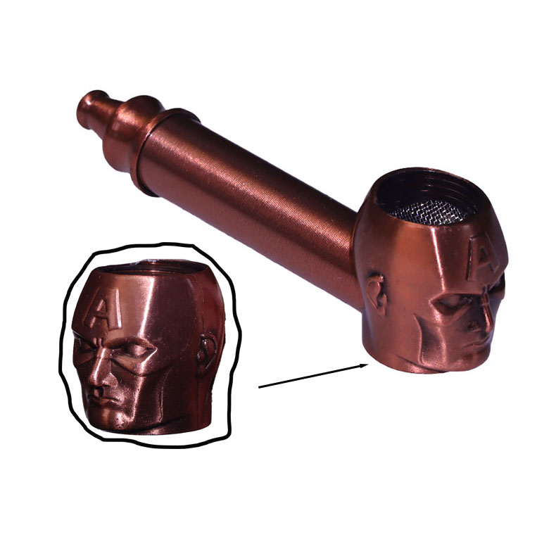 Length 3.5 Inches Bronze Antique Silver American Captain Shaped Tobacco Pipes With Stainless Steel Screen And Poker