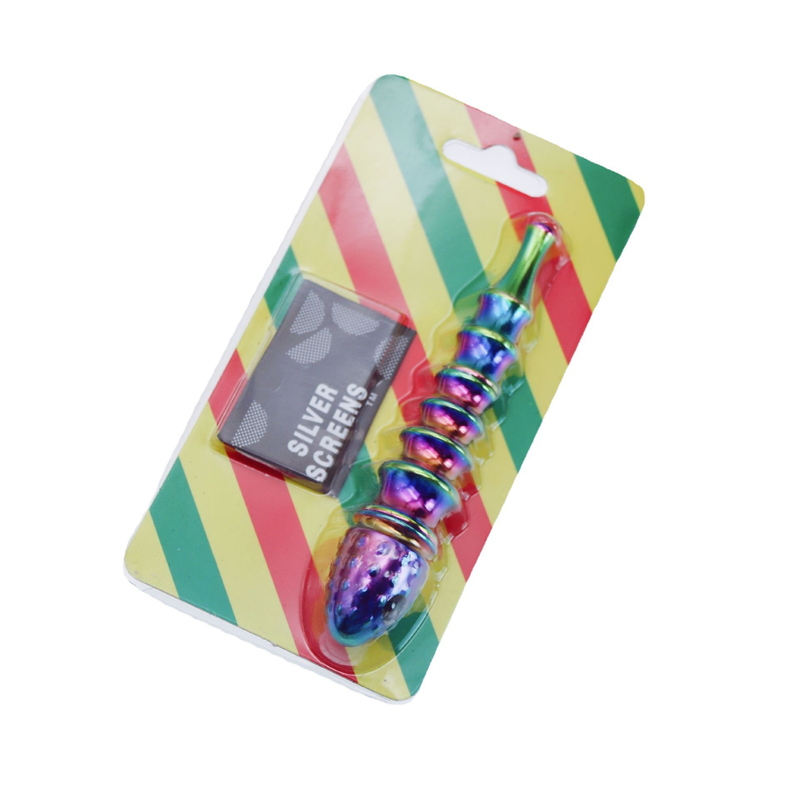 Blister Pack 3.84 Inch Rainbow Color Detachable And Easy-to-clean Bamboo Root Shaped Zinc Alloy Smoking Pipes With Pipe Screen Booklet