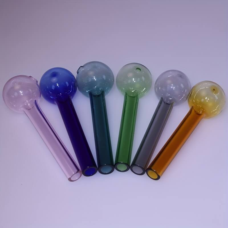 Colorful 4 Inches Spherical Pyrex Smoking Glass Oil Burners Outdoor Shock Proof And Drop Proof Portable Plastic Box 6 Color Length 