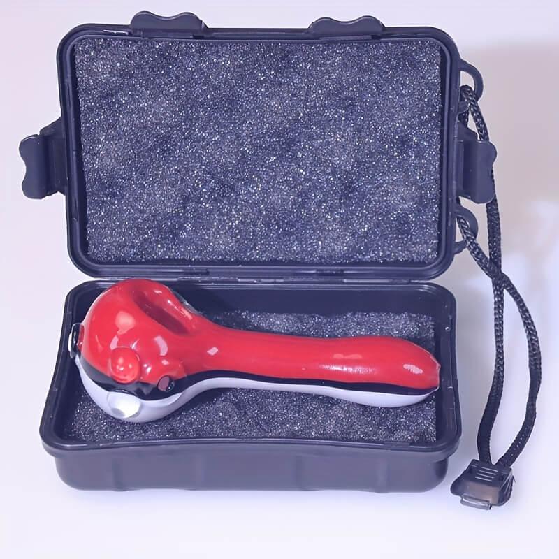 5 Inches Anti Slip Red Pokeman Ball Shaped Pyrex Glass Tobacco Smoking Pipes