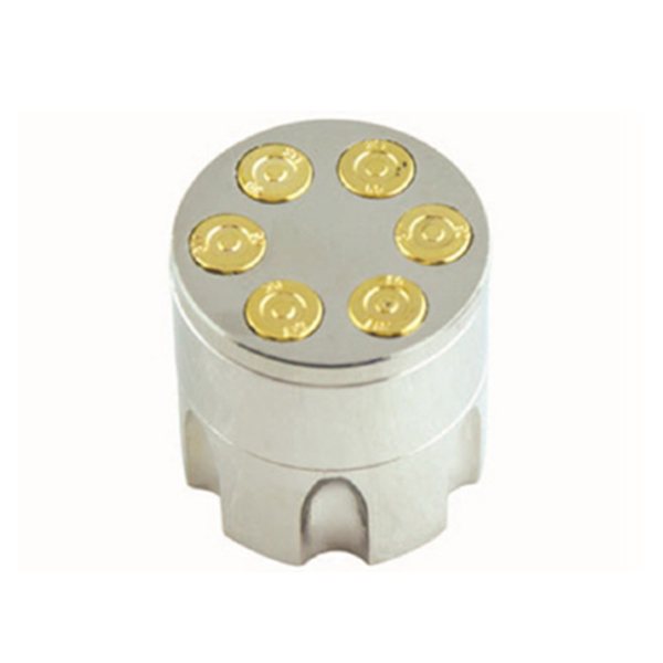 Unique Design 30mm Diameter Revolver Magazine Shaped Square Teeth Large Size 3 Parts Weed Grinders