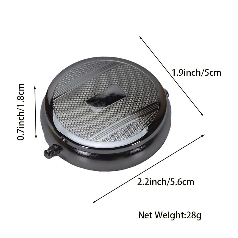 Mini Size Portable Push Type Spring Flip Lid Round Embossing Metal Ashtray