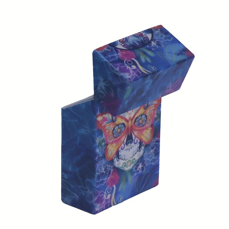 Press Type Spring Flip Top 20 Cigarette Pack 6 Side Novel Skull Design Plastic Cigarette Box