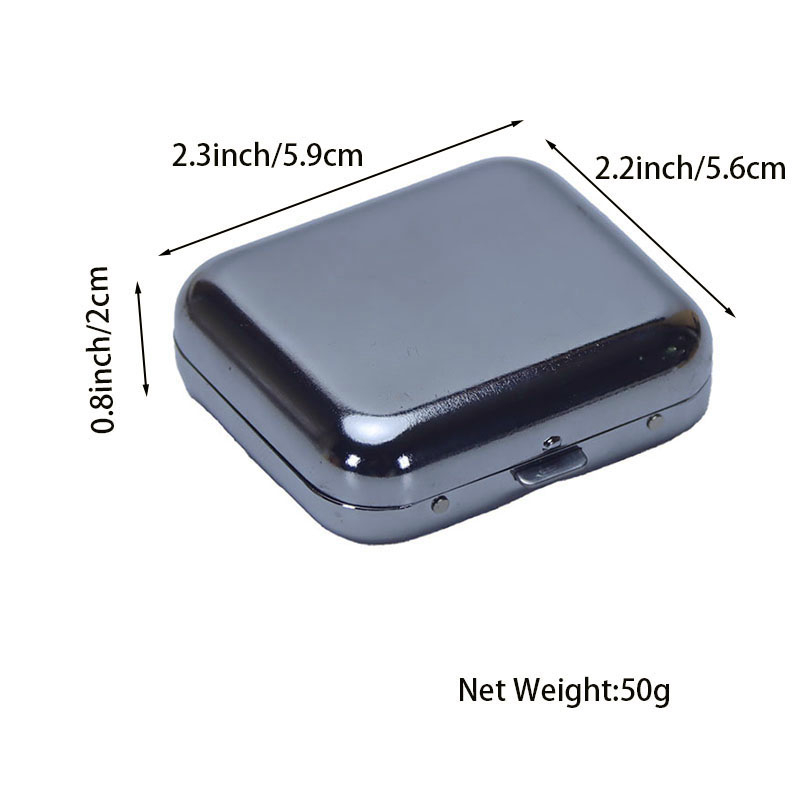 Mini Size Portable Push Type Spring Flip Lid Square Metal Mirror Finishing Ashtray