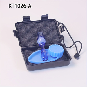 KT1026 Borosilicate Glass Chillum With 2 Functional 1.6 Inches 2 Parts Herb Grinder and Smoking Plastic Tray