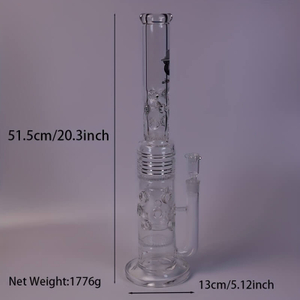 Tall 19.5" Multi-layer Filter Thickened Gear Shaped Base High Borosilicate Glass Bong with 19 Female Joint 8