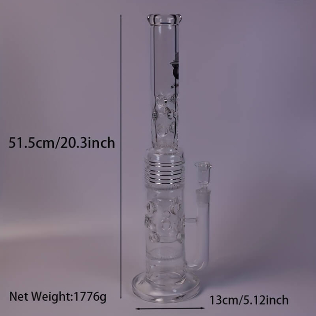 Tall 19.5" Multi-layer Filter Thickened Gear Shaped Base High Borosilicate Glass Bong with 19 Female Joint 8